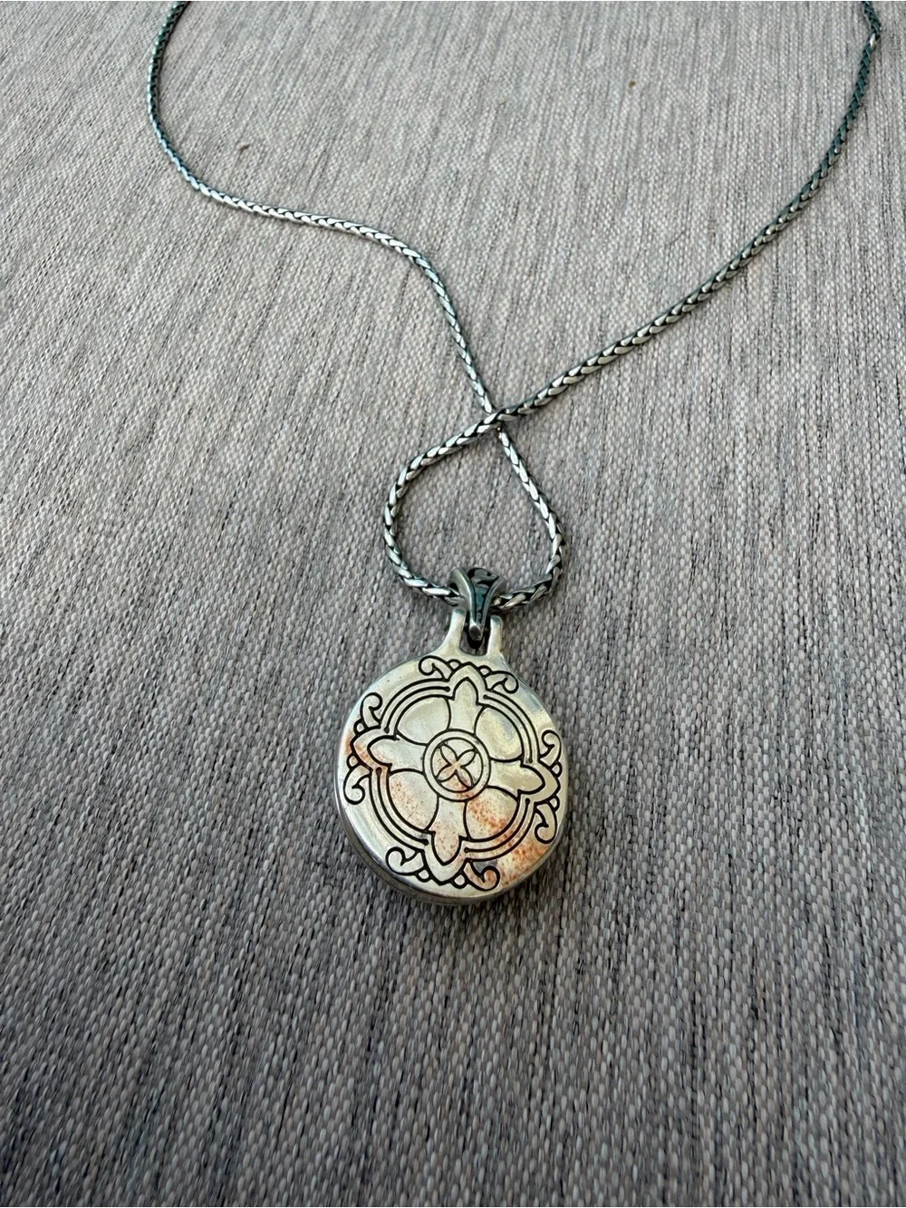 BRIGHTON Locket Celtic Blue Crystal Stone Long Filigree Silver Pendant Necklace - Picture 4 of 8